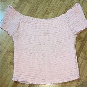 Pink Bardot Off the shoulder crop top